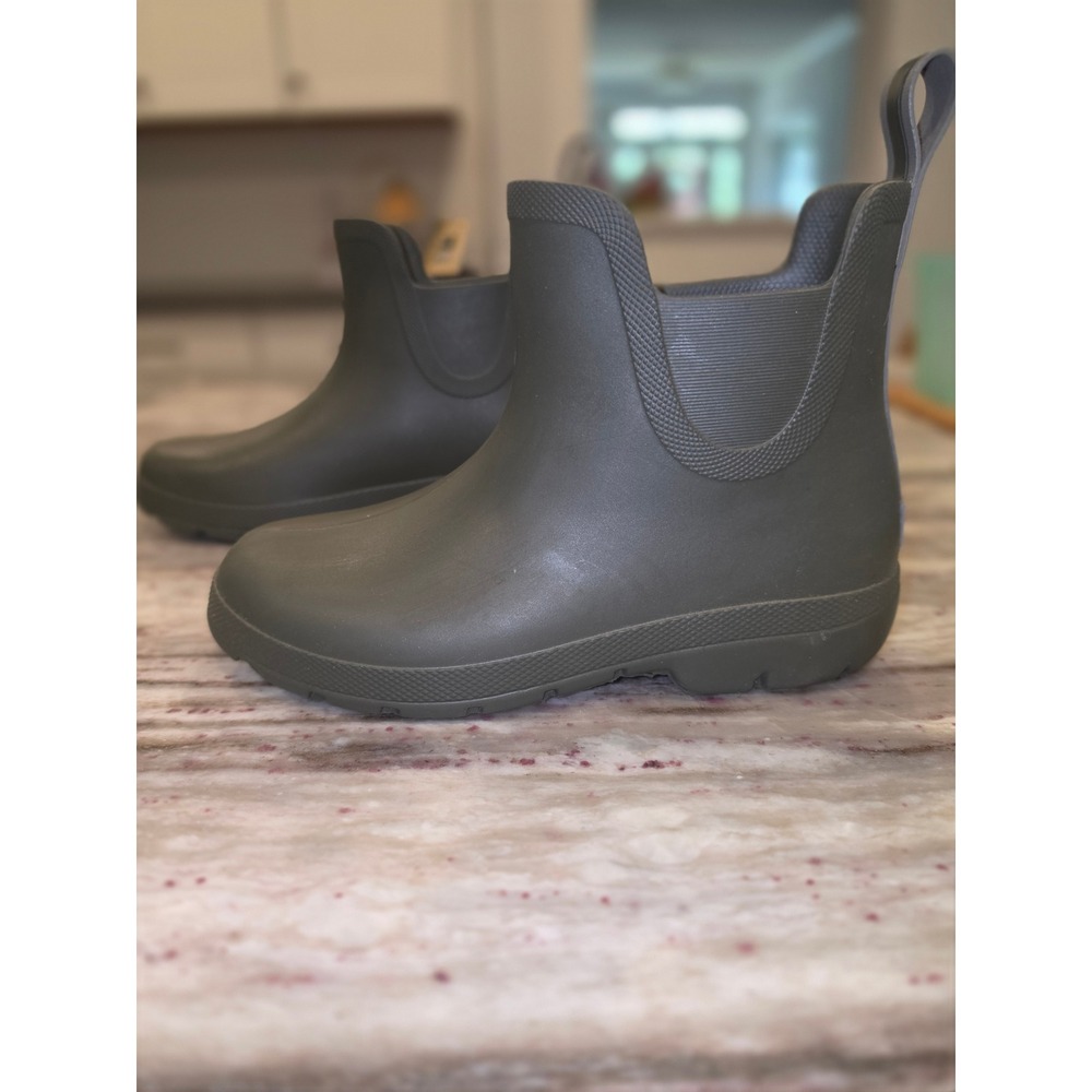 Totes Everywear Ankle Rain Boots Olive Green Waterproof Chelsea Booties US 6